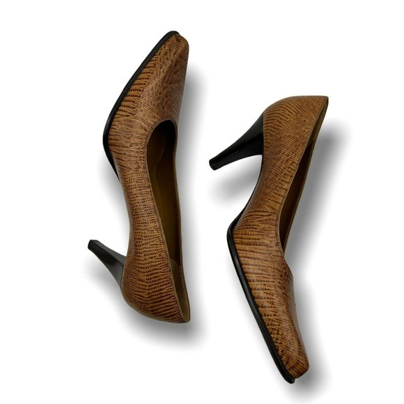 Franco Sarto brown leather upper streak snake print stiletto high heel size  6.5 - Picture 6 of 8